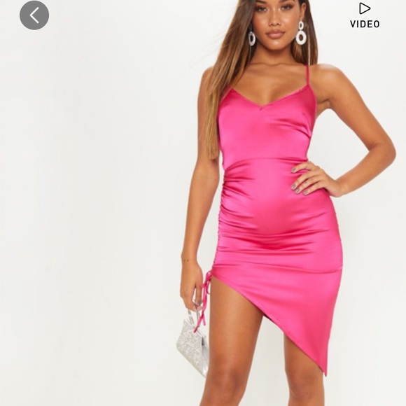 plt pink satin dress
